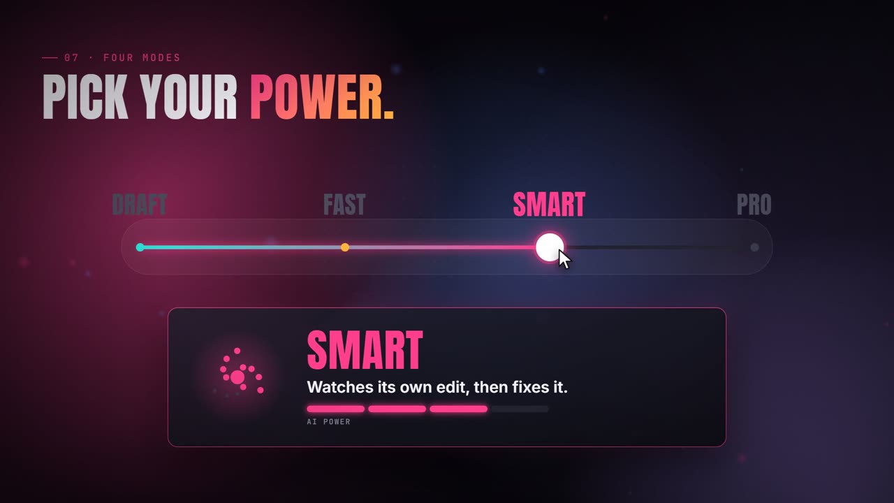 Draft, Fast, Smart and Pro modes